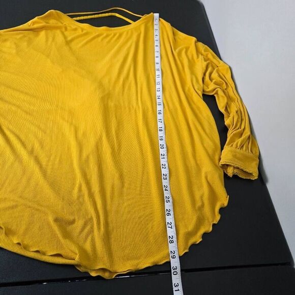 Free People Womens Shimmy Shake Tunic Top Size Small Yellow Ribbed Slouchy Boho - Picture 8 of 9